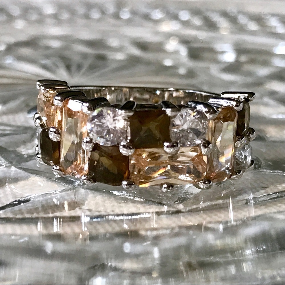 Sterling Silver Mixed Geometric Stone Ring SZ 7